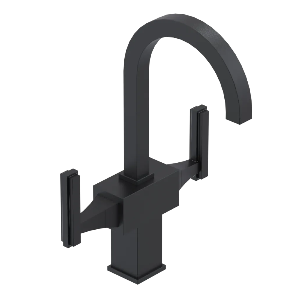 Rubinet Single Hole Dual Handle Lav. Set. (less drain) Matt Black
