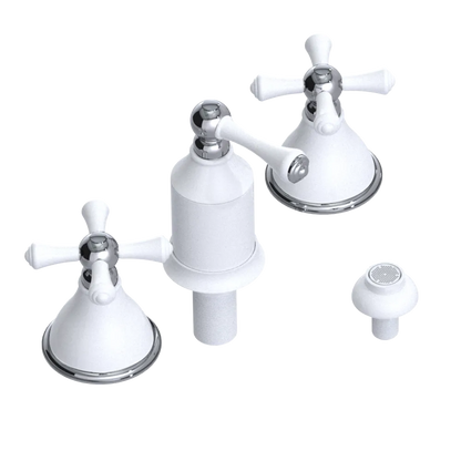 Rubinet Bidet Fitting with Spray, Diverter, and Vacum Breaker (Less Drain) White