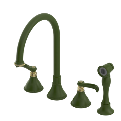 Rubinet Widespread Kitchen Set with Hand Spray Green Envy
