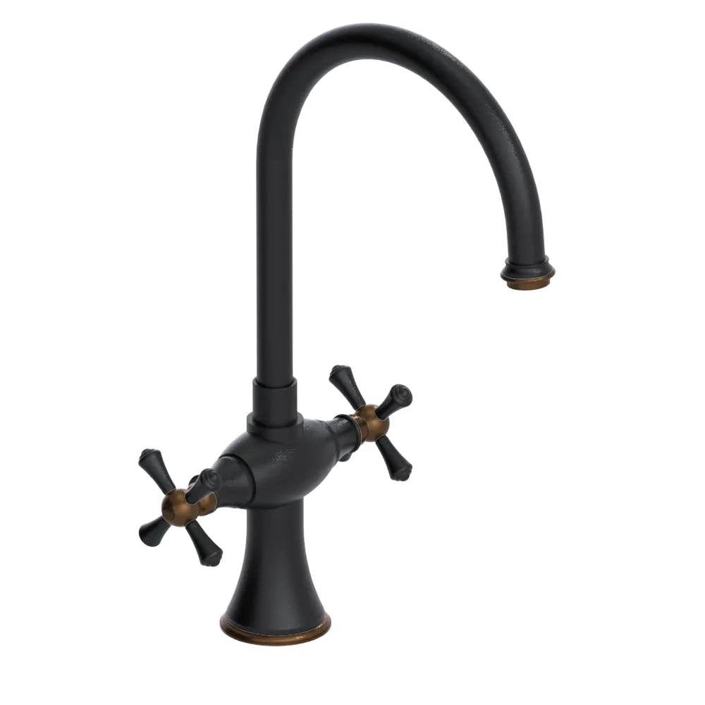 Rubinet Two Handle Single Hole Kitchen Set Matt Black