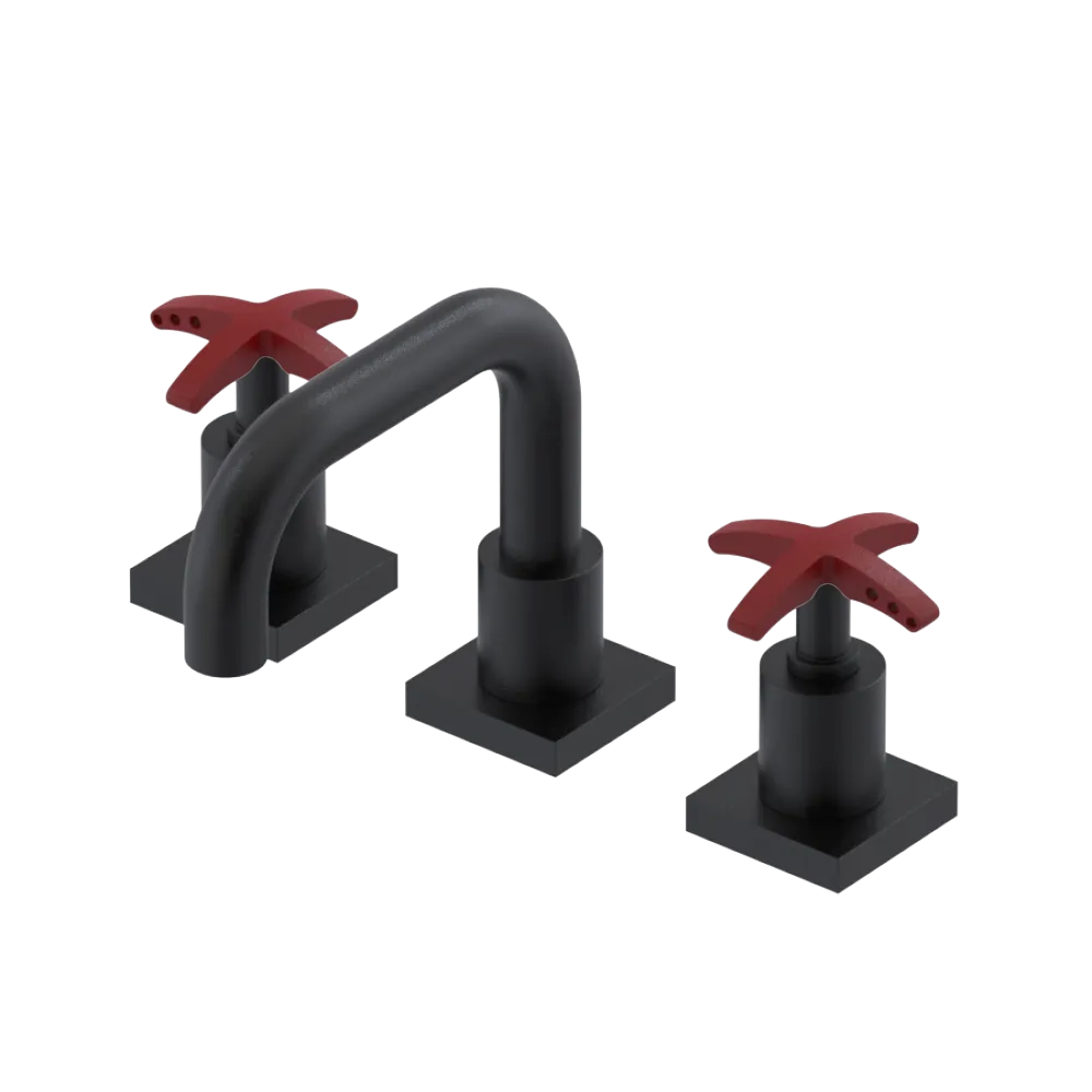 Rubinet Widespread Lav. Set. with Genesis spout (less drain) Matt Black