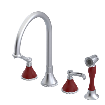 Rubinet Widespread Kitchen Set with Hand Spray Satin Chrome