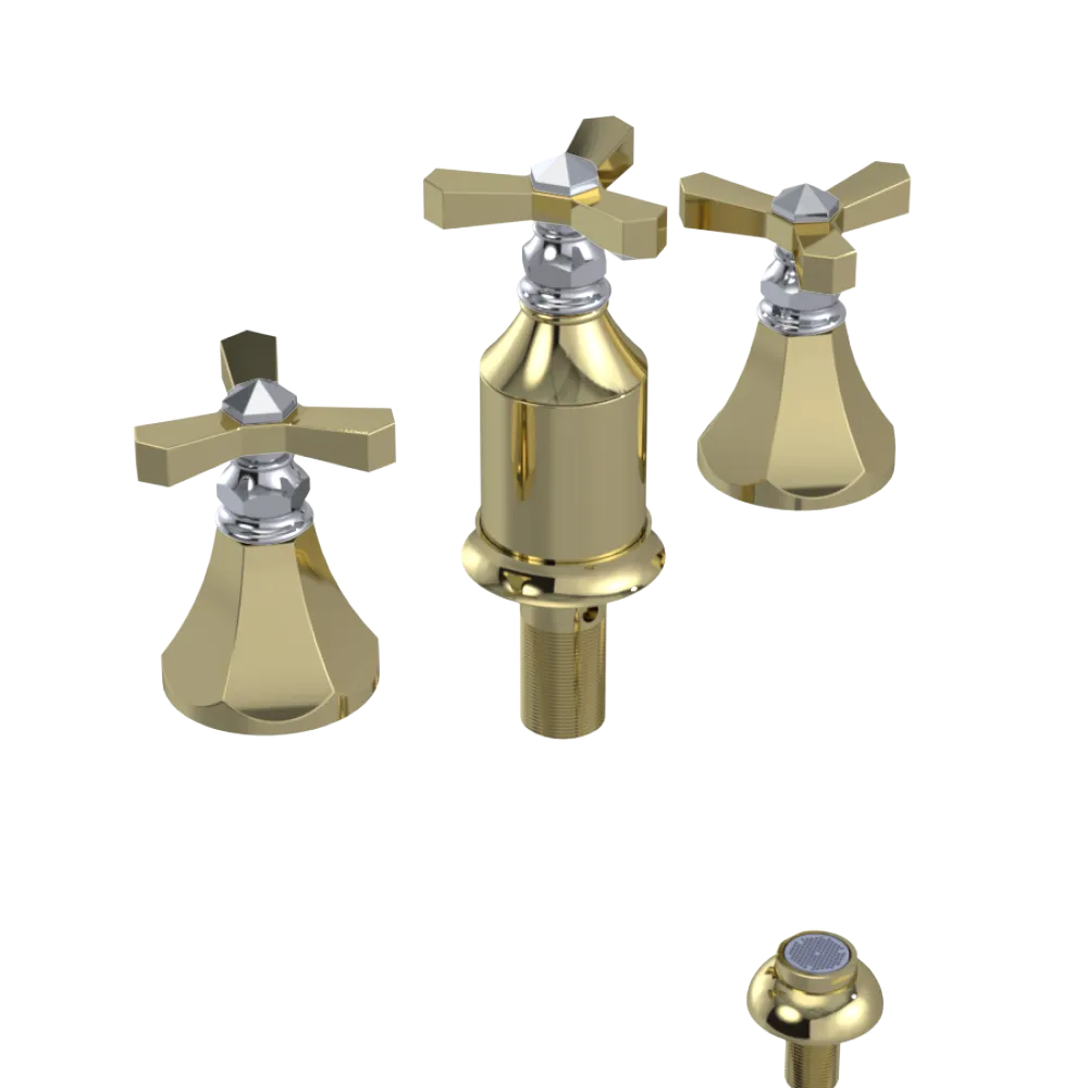 Rubinet Bidet Fitting with Spray, Diverter, and Vacum Breaker (Less Drain) Gold