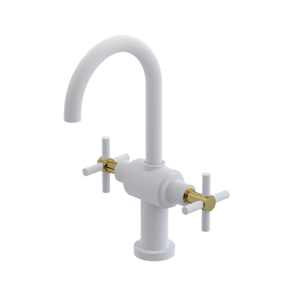 Rubinet Single Hole Dual Handle Lav. Set with LaSalle Spout (less drain) Matt White