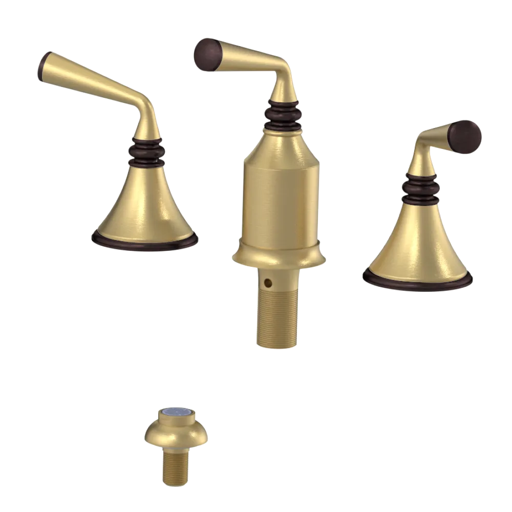 Rubinet Bidet Fitting with Spray, Diverter, and Vacum Breaker (Less Drain) Satin Brass