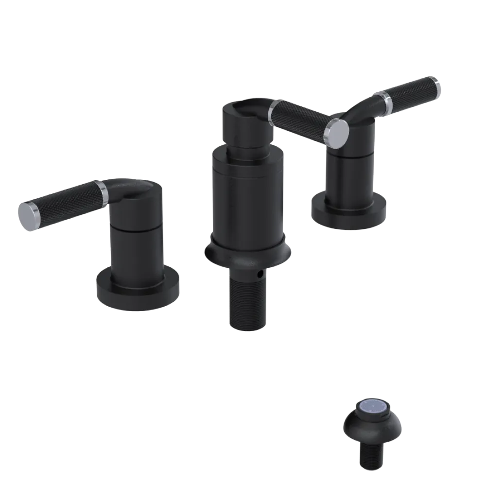 Rubinet Bidet Fitting with Spray, Diverter, and Vacum Breaker (Less Drain) Matt Black