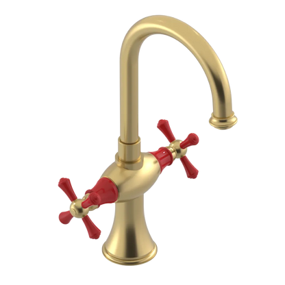 Rubinet Single Hole Dual Handle Lav. Set. (less drain) Satin Brass