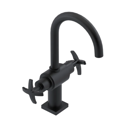 Rubinet Single Hole Dual Handle Lav. Set. (less drain) Matt Black