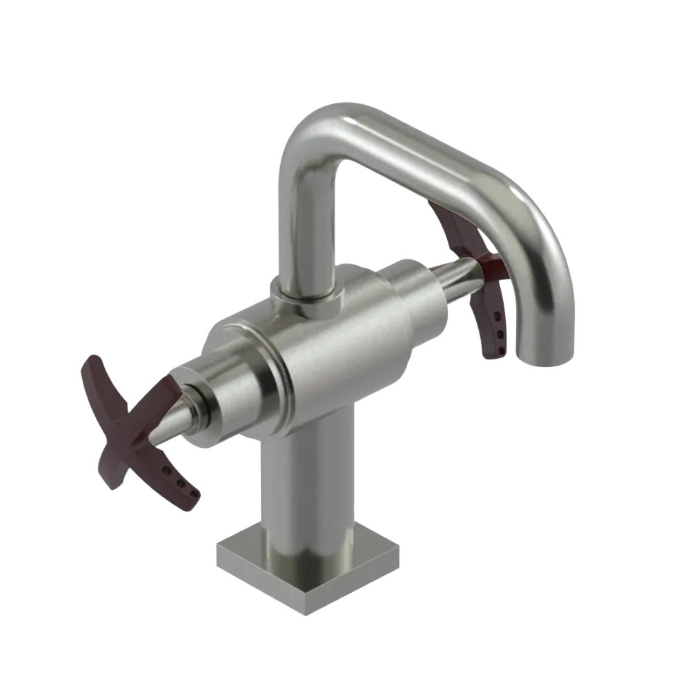 Rubinet Single Hole Dual Handle Lav. Set. with Genesis spout (less drain) Satin Nickel