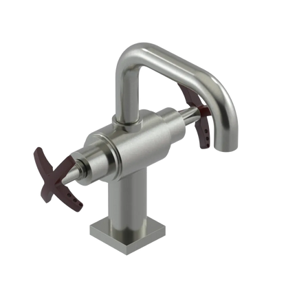 Rubinet Single Hole Dual Handle Lav. Set. with Genesis spout (less drain) Satin Nickel
