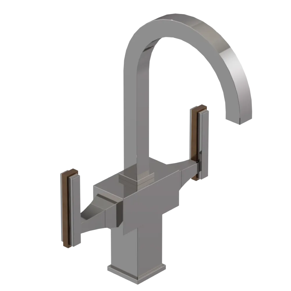 Rubinet Single Hole Dual Handle Lav. Set. (less drain) Polished Nickel
