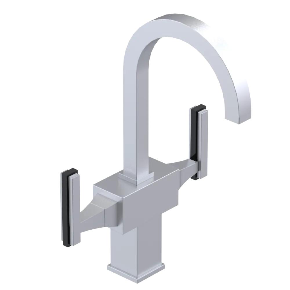 Rubinet Single Hole Dual Handle Lav. Set. (less drain) Satin Chrome