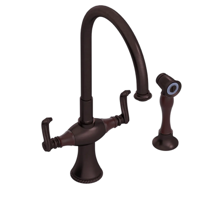 Rubinet Two Handle Single Hole Kitchen Set with Hand Spray Tuscan Brass