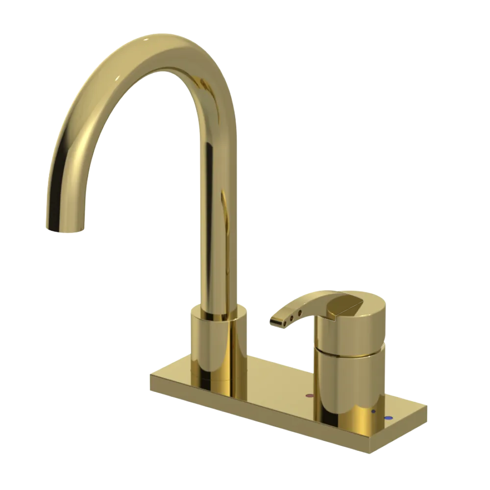 Rubinet 4" Centre Single Control Lav. Set. (less drain) Natural Brass