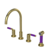 Rubinet Widespread Kitchen Set with Hand Spray Natural Brass
