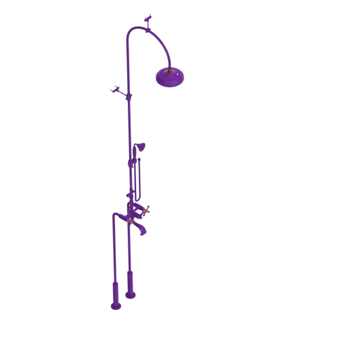 Rubinet Floor Mount Tub & Shower with hand held shower Purple Haze