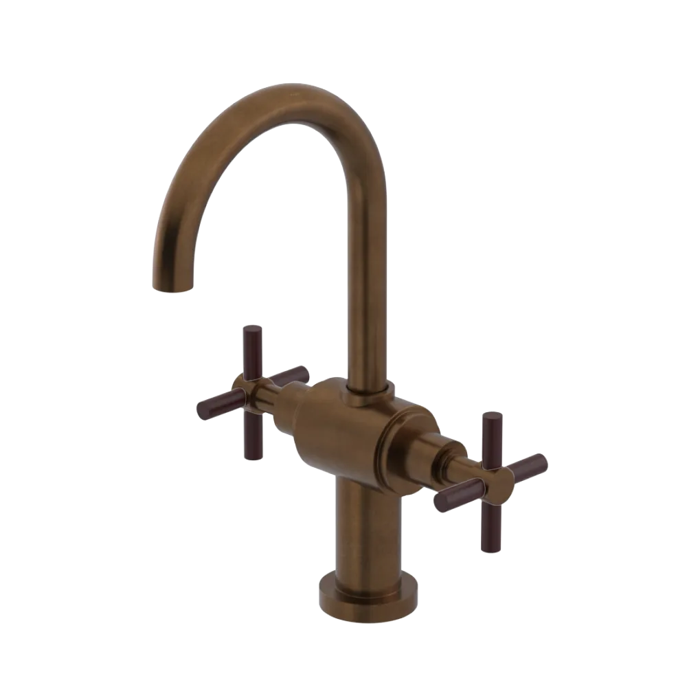 Rubinet Single Hole Dual Handle Lav. Set with LaSalle Spout (less drain) Tuscan Brass
