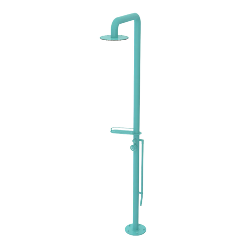 Rubinet Pressure Balance Outdoor Shower with Foot Rinse & 10" Shower Head (with shelf) - 304 Stainless Steel Aqua