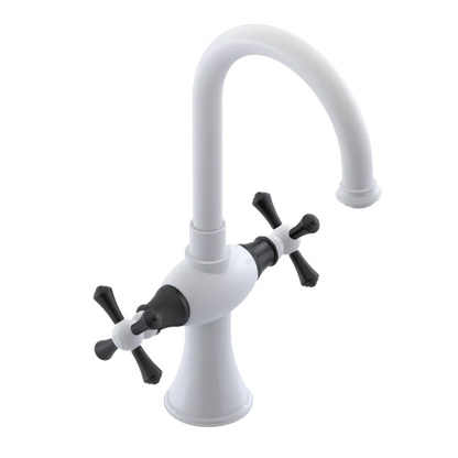 Rubinet Single Hole Dual Handle Lav. Set. (less drain) White