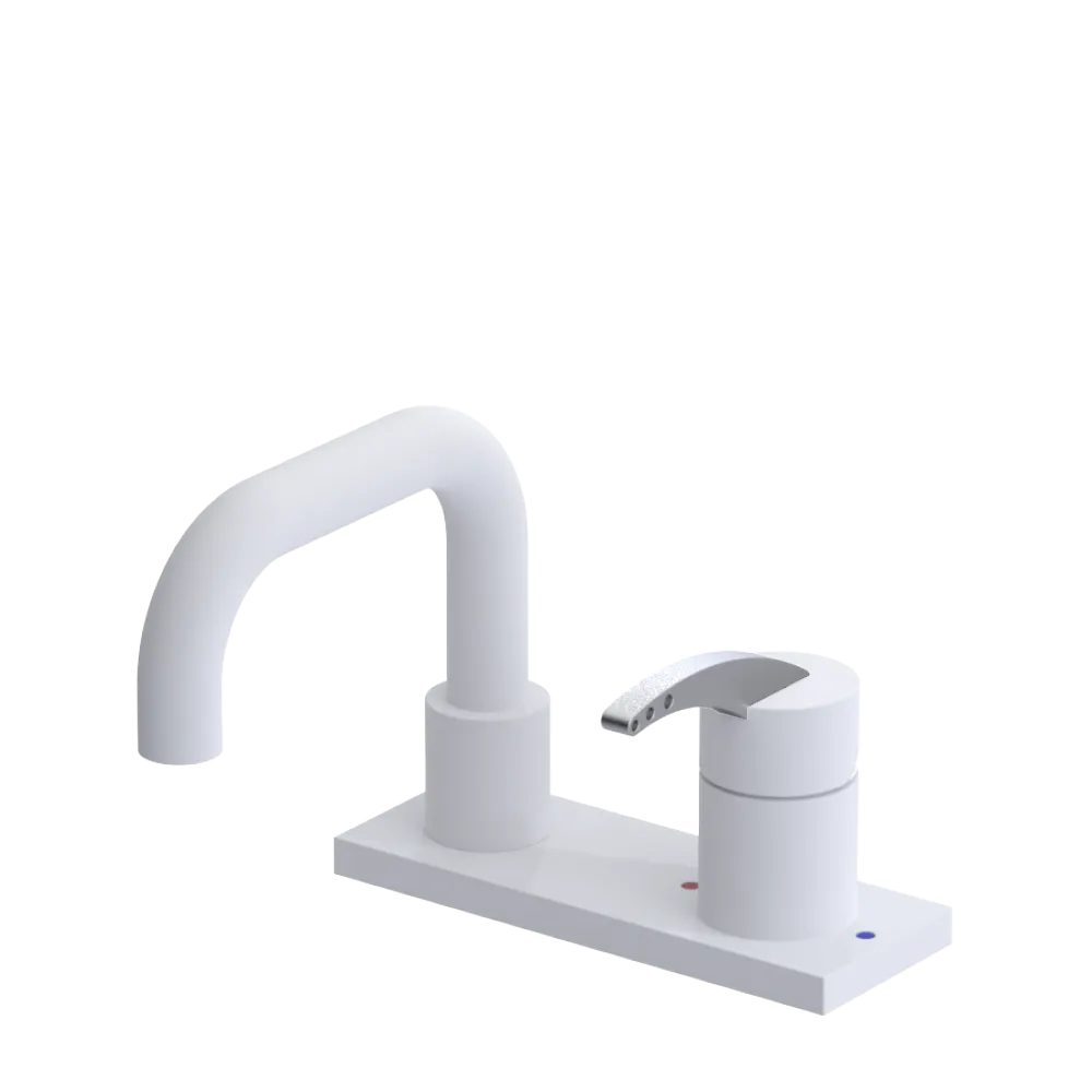 Rubinet 4" Centre Single Control Lav. Set. with Genesis spout (less drain) Matt White