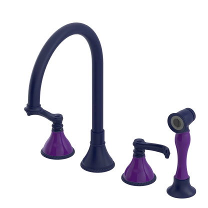 Rubinet Widespread Kitchen Set with Hand Spray Midnight Blue