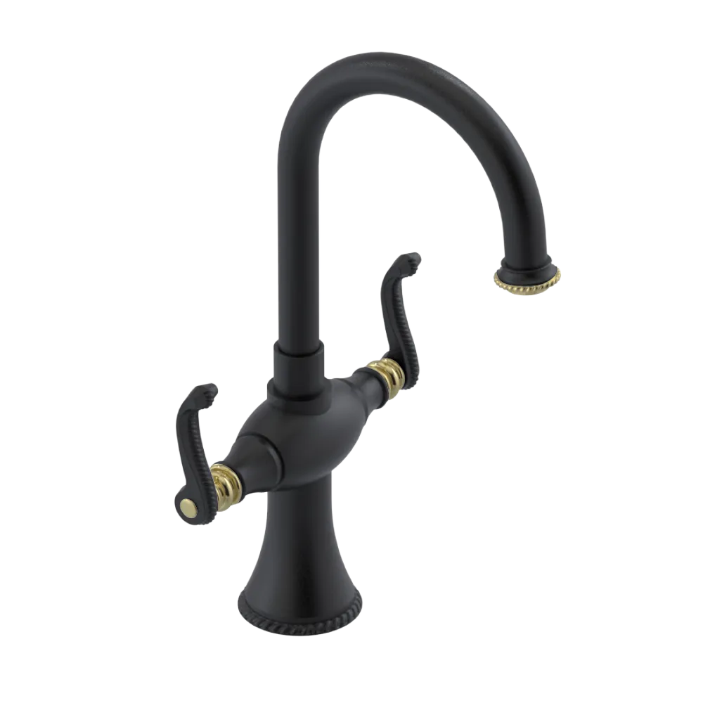 Rubinet Single Hole Dual Handle Lav. Set. (less drain) Matt Black