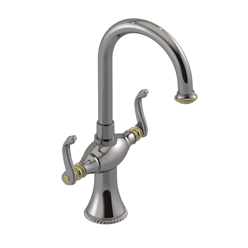 Rubinet Single Hole Dual Handle Lav. Set. (less drain) Polished Nickel