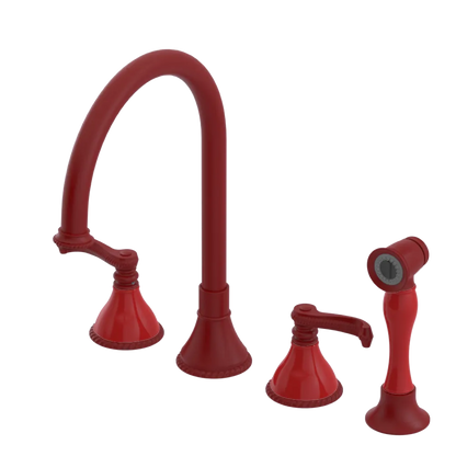 Rubinet Widespread Kitchen Set with Hand Spray Maroon