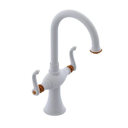 Rubinet Single Hole Dual Handle Lav. Set. (less drain) Matt White