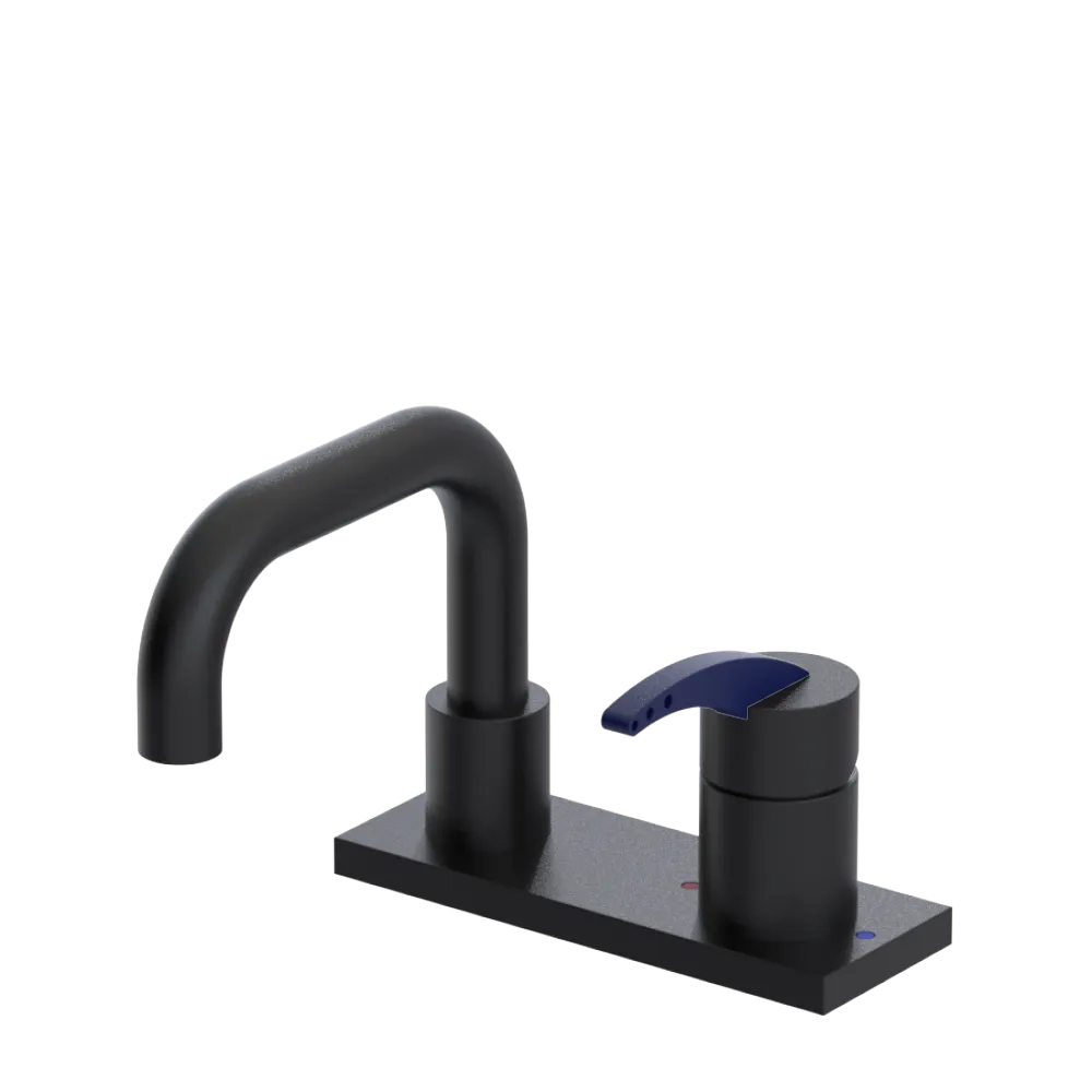 Rubinet 4" Centre Single Control Lav. Set. with Genesis spout (less drain) Matt Black
