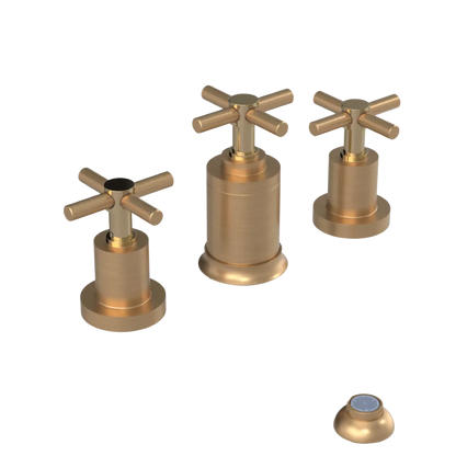 Rubinet Bidet Fitting with Spray, Diverter, and Vacuum Breaker (less drain) Satin Gold