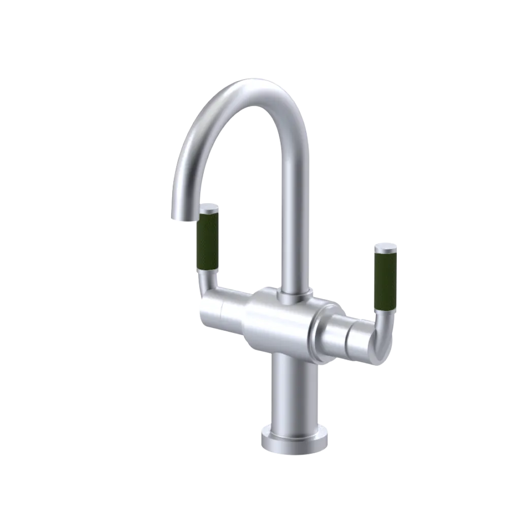 Rubinet Single Hole Dual Handle Lav. Set. (less drain) Satin Chrome