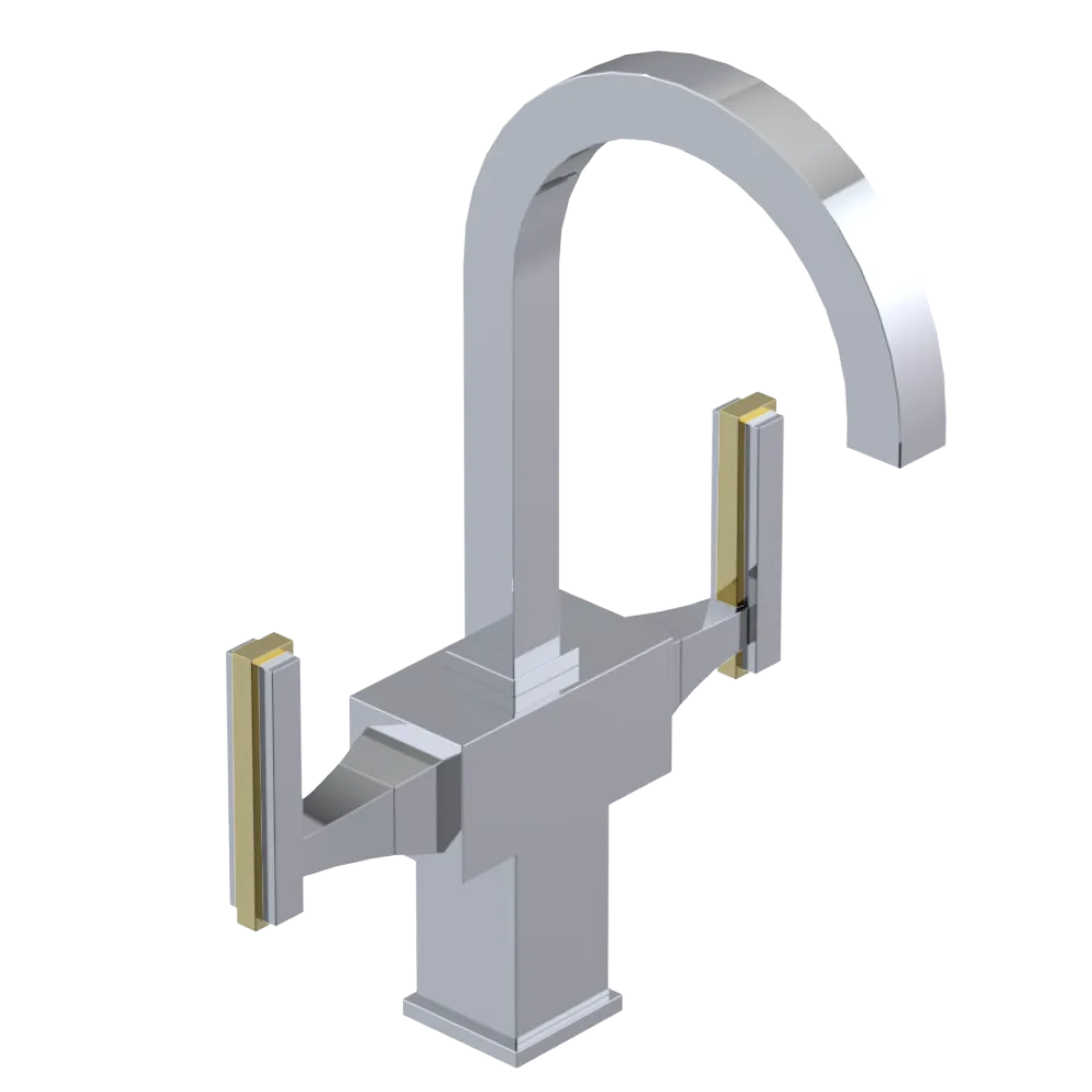 Rubinet Single Hole Dual Handle Lav. Set. (less drain) Chrome