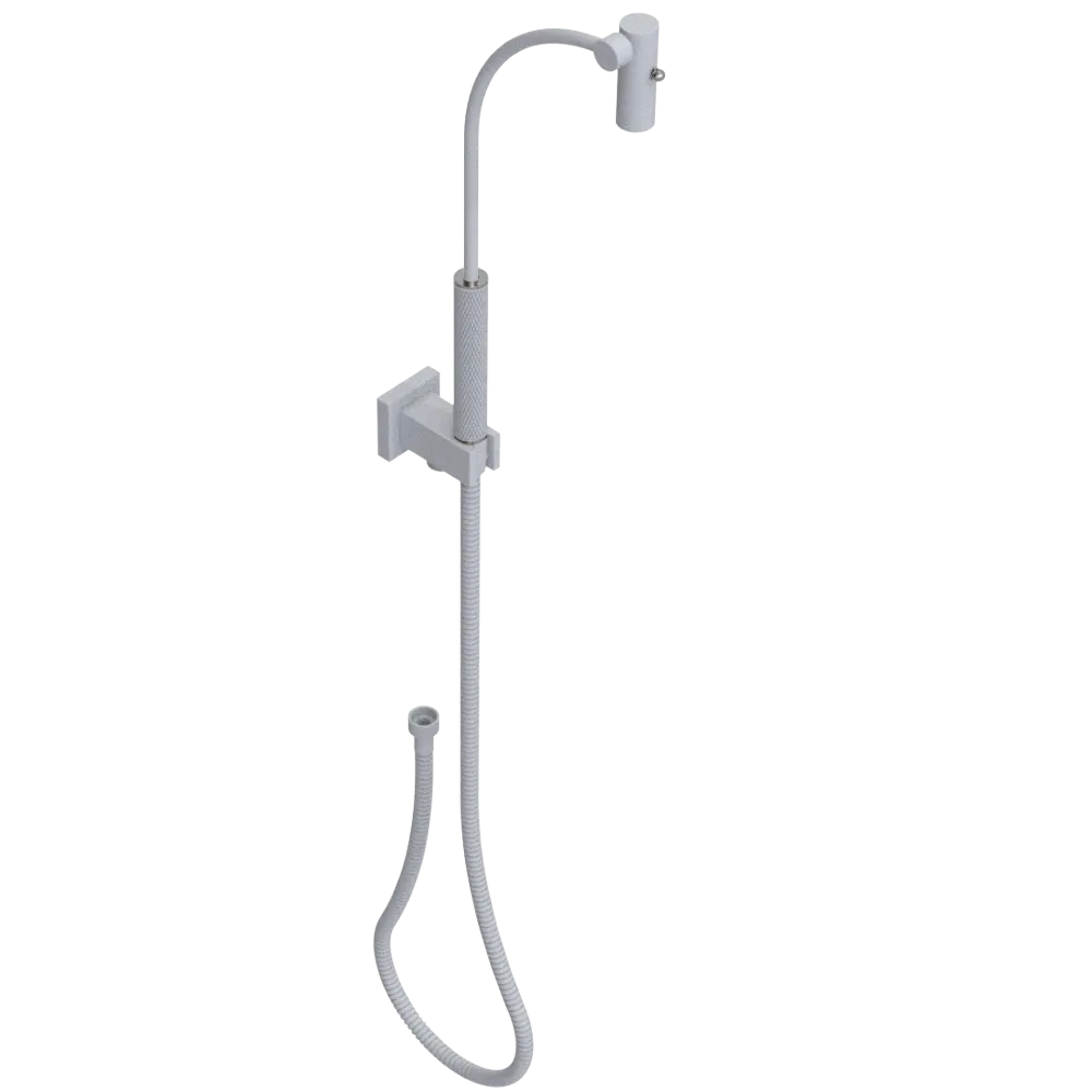 Rubinet Hand Held Shower Bidet with Extended Reach & Dual Function Spray Including Wall Bracket with Supply & Hose (Square) Matt White