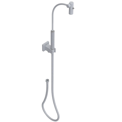 Rubinet Hand Held Shower Bidet with Extended Reach & Dual Function Spray Including Wall Bracket with Supply & Hose (Square) Matt White