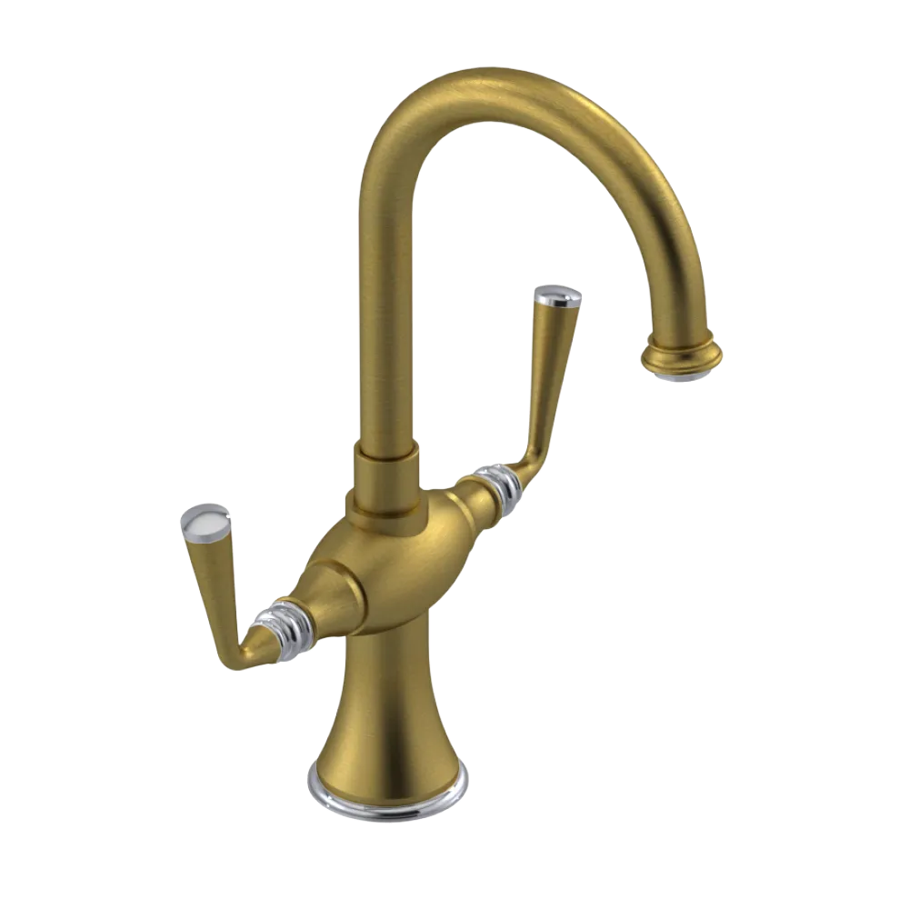 Rubinet Single Hole Dual Handle Lav. Set. (less drain) Antique Brass Matt