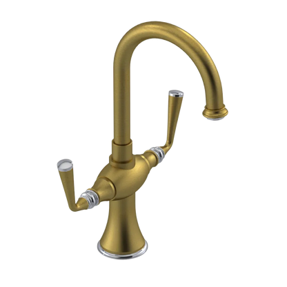 Rubinet Single Hole Dual Handle Lav. Set. (less drain) Antique Brass Matt