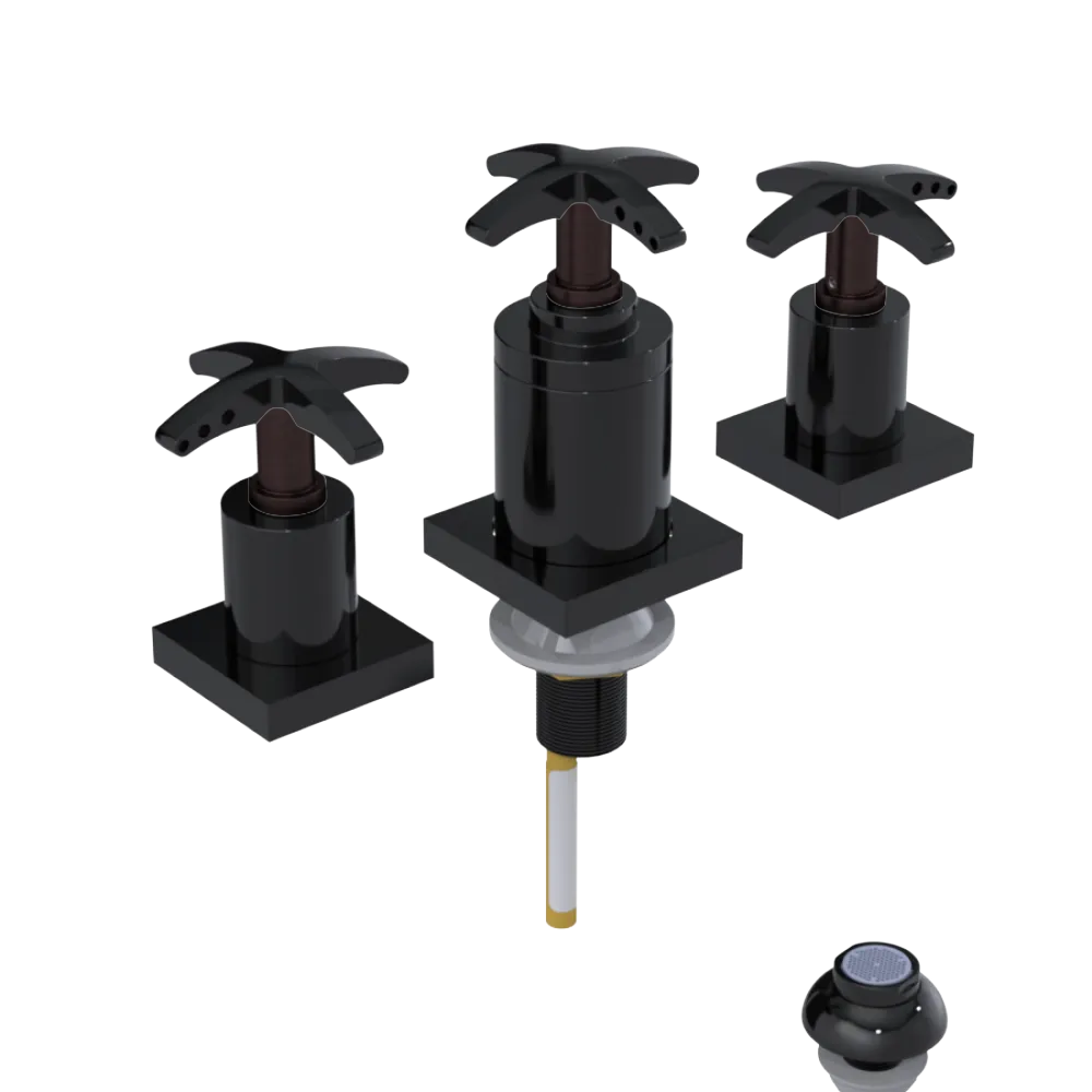 Rubinet Bidet Fitting with Spray, Diverter, and Vacuum Breaker (less drain) Black