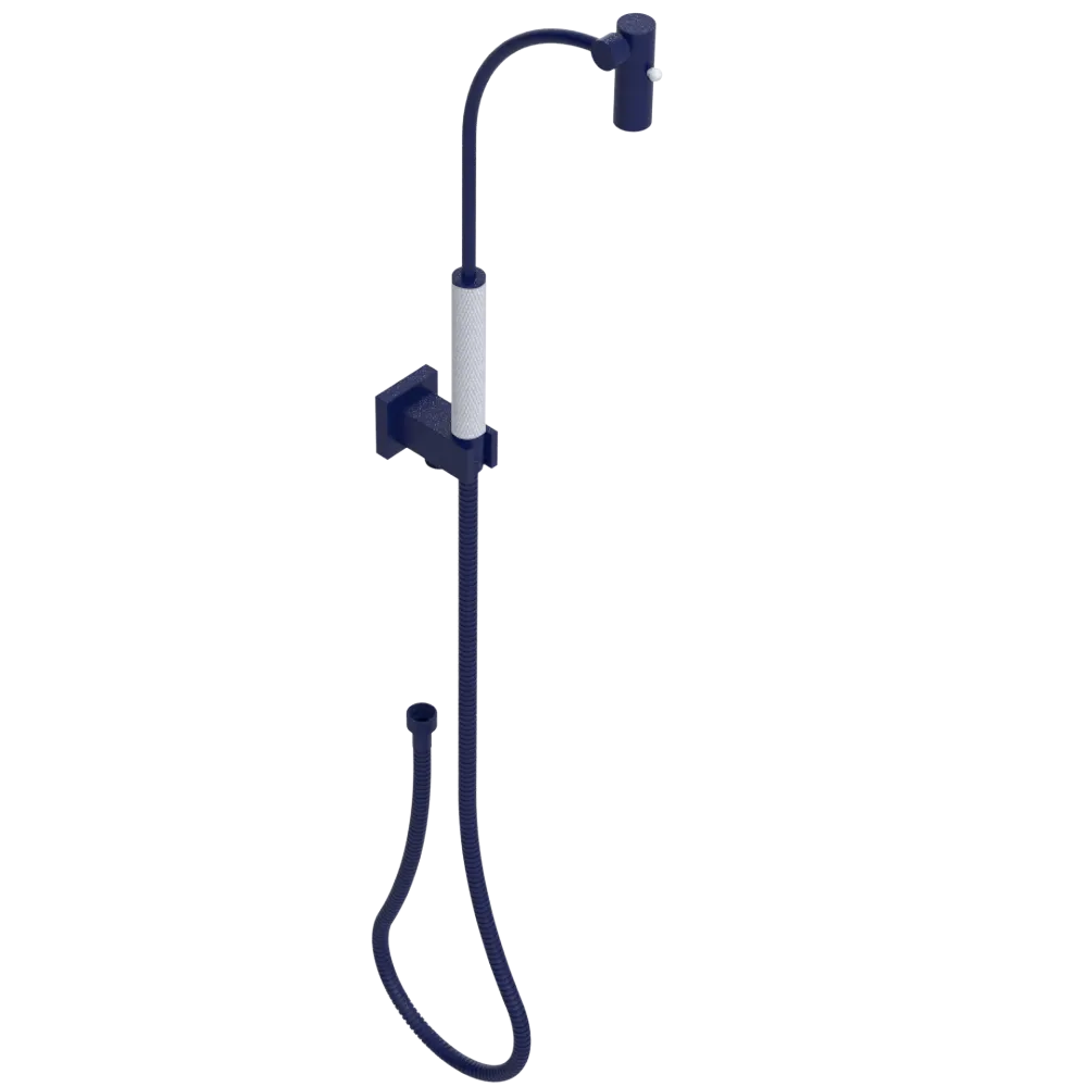 Rubinet Hand Held Shower Bidet with Extended Reach & Dual Function Spray Including Wall Bracket with Supply & Hose (Square) Midnight Blue