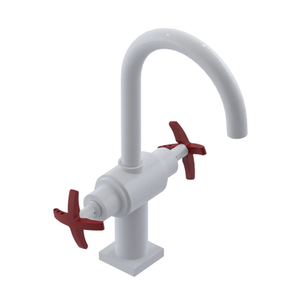Rubinet Single Hole Dual Handle Lav. Set. (less drain) White