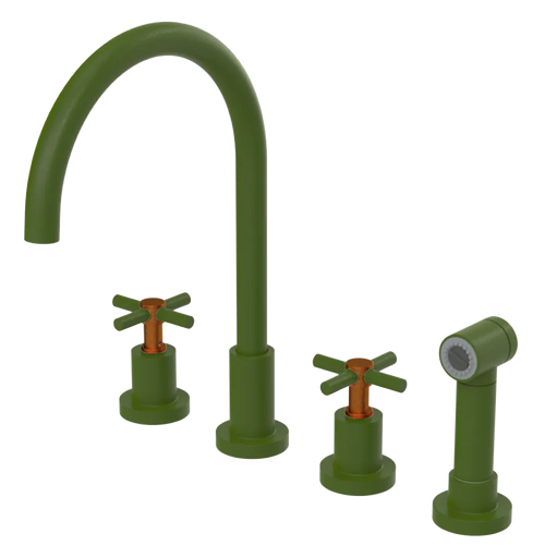 Rubinet Widespread Kitchen Set with LaSalle Spout with Hand Spray Green Envy