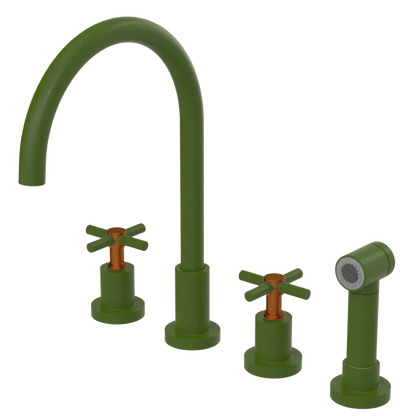 Rubinet Widespread Kitchen Set with LaSalle Spout with Hand Spray Green Envy