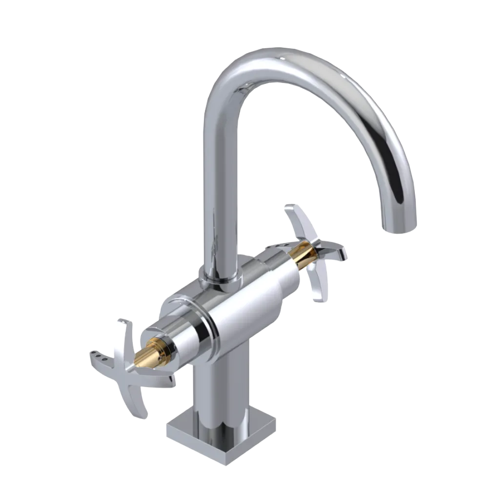 Rubinet Single Hole Dual Handle Lav. Set. (less drain) Chrome