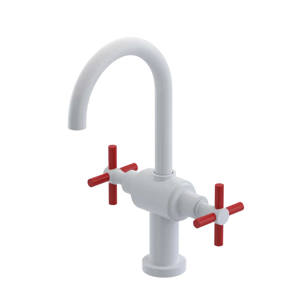 Rubinet Single Hole Dual Handle Lav. Set with LaSalle Spout (less drain) White