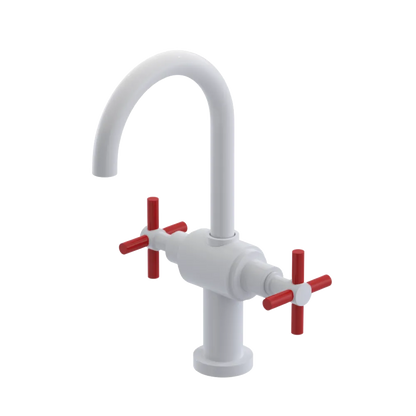 Rubinet Single Hole Dual Handle Lav. Set with LaSalle Spout (less drain) White