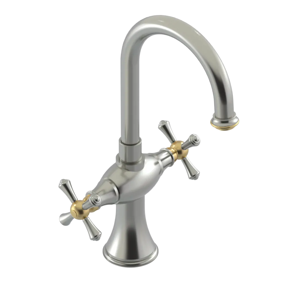 Rubinet Single Hole Dual Handle Lav. Set. (less drain) Satin Nickel