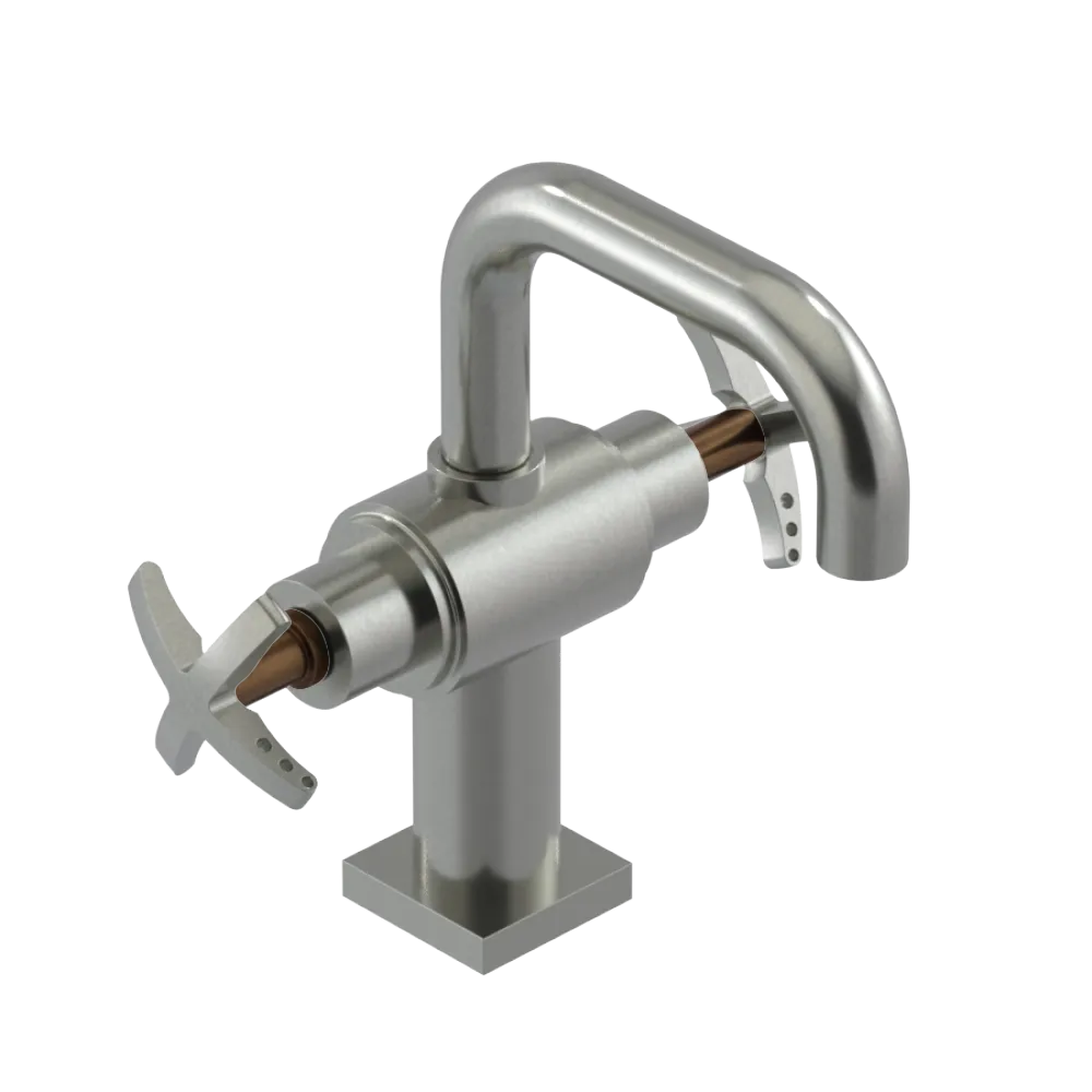 Rubinet Single Hole Dual Handle Lav. Set. with Genesis spout (less drain) Satin Nickel
