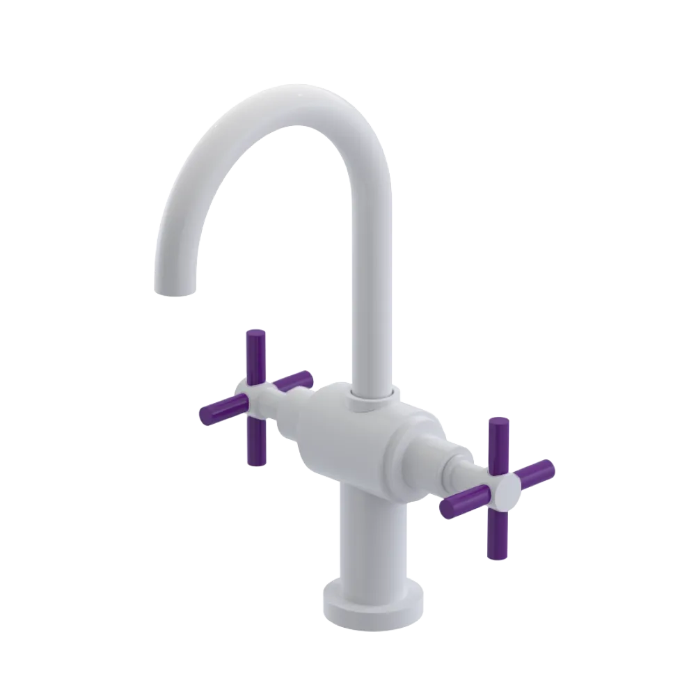 Rubinet Single Hole Dual Handle Lav. Set with LaSalle Spout (less drain) White