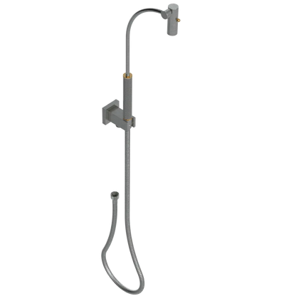 Rubinet Hand Held Shower Bidet with Extended Reach & Dual Function Spray Including Wall Bracket with Supply & Hose (Square) Satin Nickel