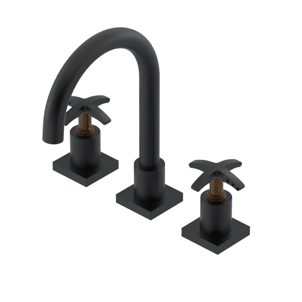 Rubinet Widespread Lav. Set. (less drain) Matt Black